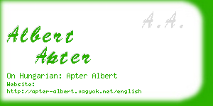 albert apter business card